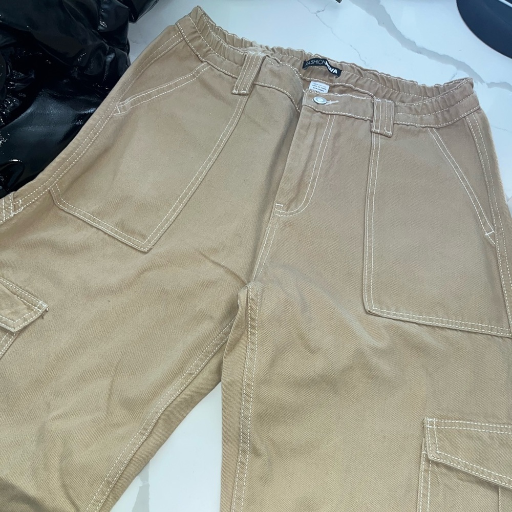 Fashion nova khaki cargo jeans